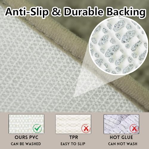 Bathroom Rugs Chenille, Extra Thick and Absorbent, Non-Slip, Machine Washable, Dry Quckily, Soft Cozy Plush, Used Under Shower Bathtub and Sink, Bath mat Sets Camel - color: Beige, size: 20 x 32 inch + 20 x 20 inch (U-Shape)