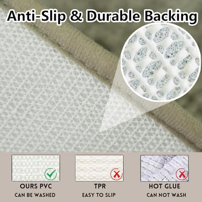 Bathroom Rugs Chenille, Extra Thick and Absorbent, Non-Slip, Machine Washable, Dry Quckily, Soft Cozy Plush, Used Under Shower Bathtub and Sink, Bath mat Sets Camel - color: Beige, size: 20 x 32 inch + 20 x 20 inch (U-Shape)