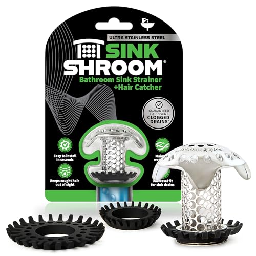 SinkShroom Ultra Revolutionary Bathroom Sink Drain Protector, Stainless Steel - style: Single