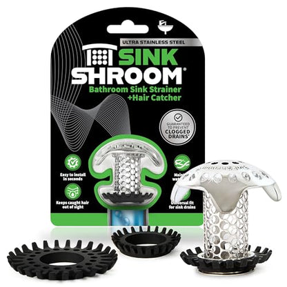 SinkShroom Ultra Revolutionary Bathroom Sink Drain Protector, Stainless Steel - style: Single