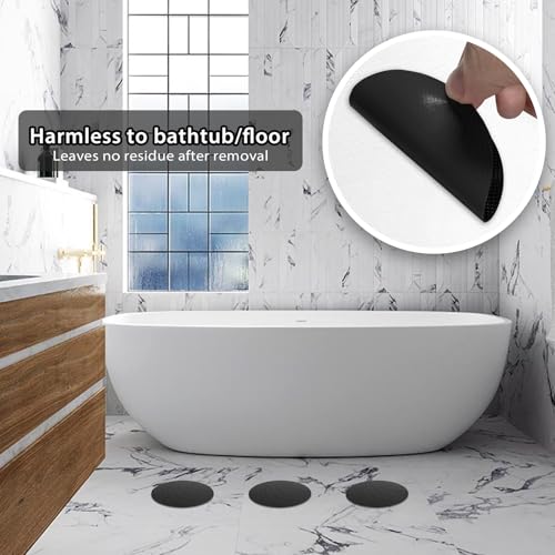 24 PCS Black Round Shape Bathtub Non Slip Stickers | Adhesive Decals, Anti Slip for Shower, For Floor Bathroom Stairs Ladders, Includes Scraper - color: Black