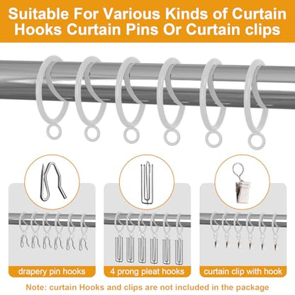 42 PCS Curtain Rings, 1.5 Inch Metal Curtain Drape Sliding Eyelet Rings-Hanging Rings for Curtains and Rods, Fits Up to 1 1/4-Inch Rod, White(Clips Not Included) - color: White