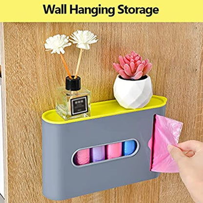 NIDONE Trash Bag Dispenser with Lid Punch-Free Wall Hanging Garbage Bag Storage Box Dustproof Waterproof Heavy Duty Minimalist Plastic Holder