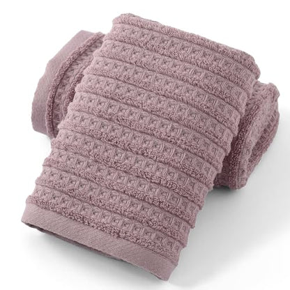 sense gnosis Mauve Waffle Hand Towel 13 x 29 Inch, 2 Pieces | Super Soft 100% Cotton Terry Striped Pattern Ultra Absorbent Bathroom Hand Towels - color: Pink-purple