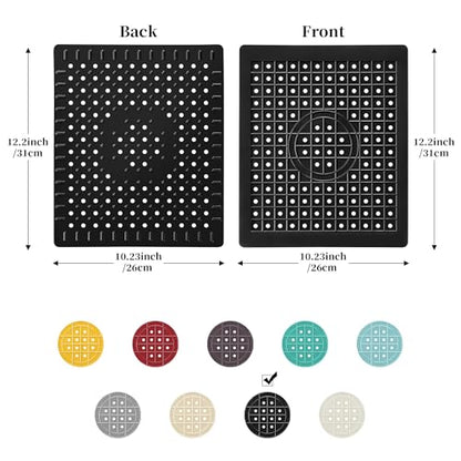 WILLKOMMEN Kitchen Sink Mat, 12" x 10" Dish Drying Mat, Rectangular Sink Protector Mats for Bottom of Kitchen Sink, Fast Draining Sink Mats Grid, 2 Pack Black - size: Rectangle:12" x 10"