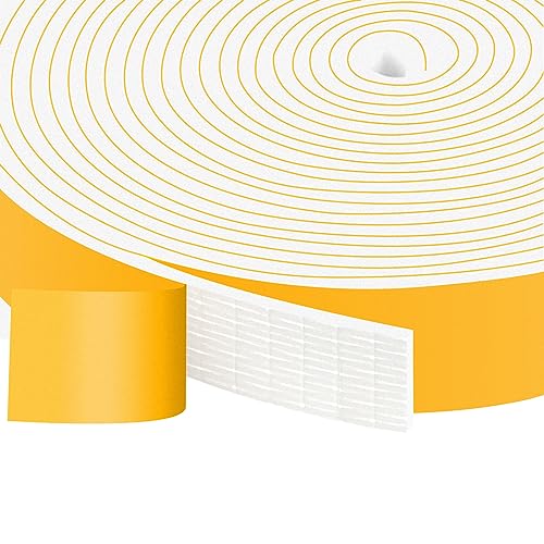 Strong Adhesive Foam Door Seal, Easy Install, 33Ft Bulk Pack | Blocks Drafts, Noise & Light, Wide Thin Foam for Door Frames & Windows, High Density, Energy Saving, Removable, No Residue - color: White, size: 1 In x 1/8 In x 33Ft