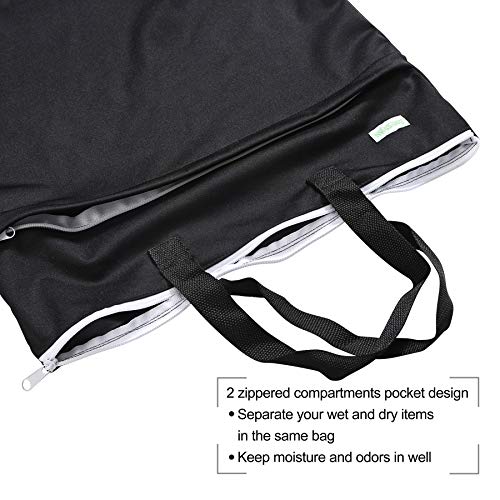 wegreeco Large Reusable Hanging Wet Dry Cloth Diaper Bag (Black) - color: Black