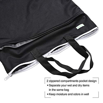 wegreeco Large Reusable Hanging Wet Dry Cloth Diaper Bag (Black) - color: Black