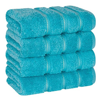 American Soft Linen 100% Cotton Luxury Turkish Towels, 4 PC Hand Towel Set | Soft Absorbent Quick Dry OEKO Tex Standard 100 Certificated Durable Machine Washable Premium Hotel Quality - color: Aqua Blue, size: 16"x28"
