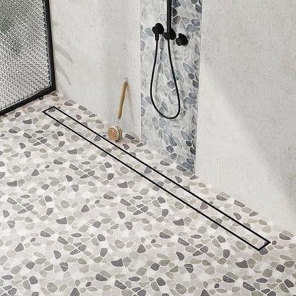 Neodrain 48-Inch Linear Shower Drain-Matte Black,with Tile Insert Grate | 304 Stainless Steel, Fast Drainage, Rectangle Shower Floor Drain with Leveling Feet & Hair Strainer, Fits Bathroom, Balcony - color: Matte Black, size: 48 IN