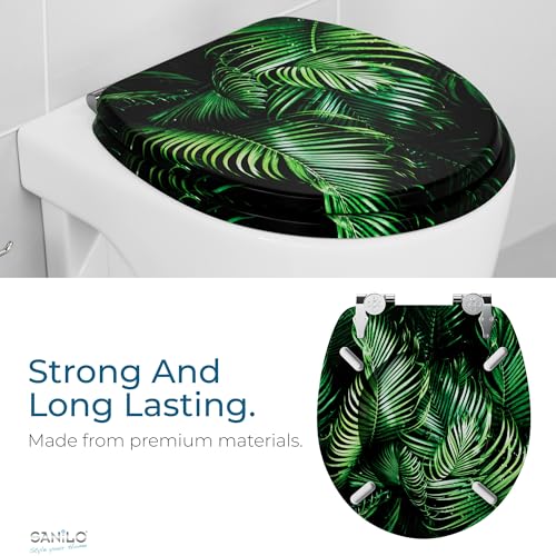 SANILO Wooden Toilet Seat with Soft Close [ROUND] - Decorative, Quiet & Slow Close Molded Wood Seat - With Strong Bumpers & Hinges - Adjustable Fit – Palmdream - color: Palmdream
