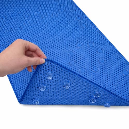 Bathtub Mat Non Slip, Bath Mat for Tub Non Slip, Tub Mat Extra Large 36 x 17 in, Bathtub Mat with Suction Cups & Drain Holes, Soft Foam, Machine Washable, Blue - color: Blue