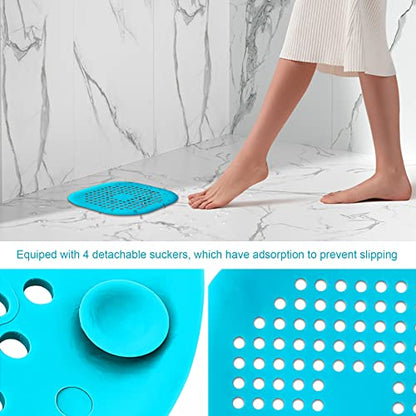 2 Pieces Shower Drain Hair Catcher Bathtub Stopper Home Drain Protectors Drain Cover with Sucker Water Trap Sink Cover for Bathroom Bathtub and Kitchen (Blue,Blue) - color: Blue,blue