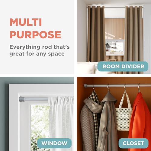 Zenna Home Tension Shower Curtain Rod, Chrome, 44 to 72 Inches – Premium Steel Adjustable Shower Curtain Rod for Bathroom, Easy No Drill Install – Rust Resistant Spring Tension Shower Curtain Bar - color: Chrome, size: 44" to 72" (Standard Size)