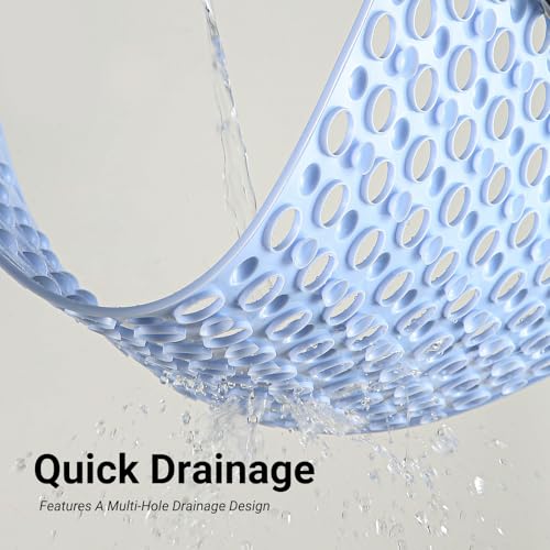 Non Slip Bathtub Mat and Shower Mat 31x17 inch,Bath Mat with Quick Dry Drain Holes and Suction Cups, Soft Comfortable Safe Bathroom Mat for Bath Tub, Floor, Tile (Light Blue) - color: Light Blue