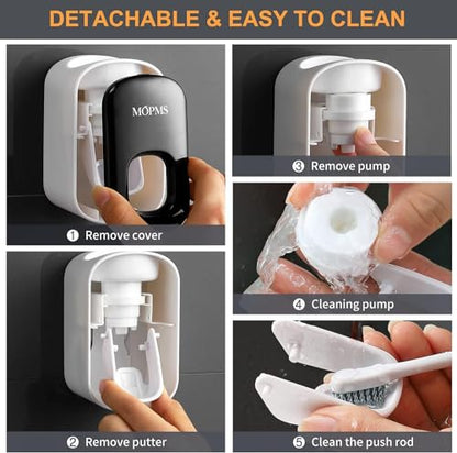 MOPMS Automatic Toothpaste Dispenser Wall Mounted for Kids and Adult 2Pcs | Automatic Toothpaste Squeezer Holder for Bathrooms - color: Black-2pcs