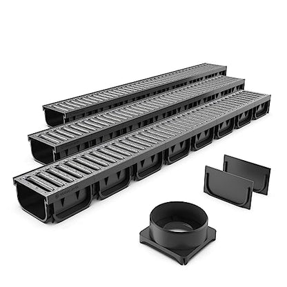 Vodaland - 4 Inch Easy 2 Premium Trench Drain Channel - Galvanized Stamped Steel Grating (3)