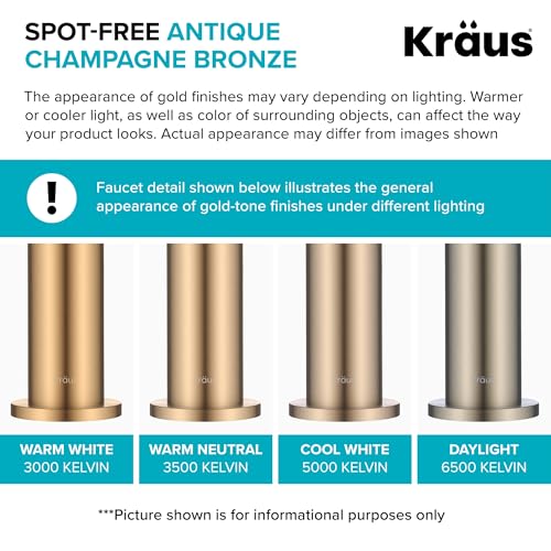 KRAUS Oletto Bridge Kitchen Faucet with Pull-Down Sprayhead in Spot-Free Antique Champagne Bronze, KPF-3122SFACB - color: Spot Free Antique Champagne Bronze, style: Bridge Faucet