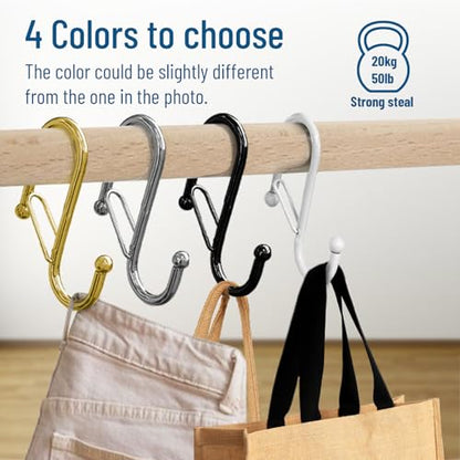 6 S-Shaped Hooks with Anti-Fall System. Anti Drop S-Shaped Hook with Safety Buckle to Prevent Falls. Heavy Duty. (Black, 4in Long (Diameter Rod<1.2in)) - color: Black, size: Large - 1.2In Diameter