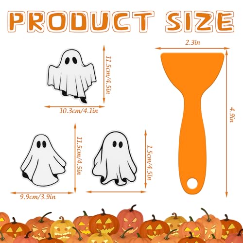 JarThenaAMCS 24 Pcs Halloween Non Slip Bathtub Sticker with Scraper White Groovy Ghost Anti Slip Shower Tread Adhesive Shower Decal for Bathroom Floor Decoration
