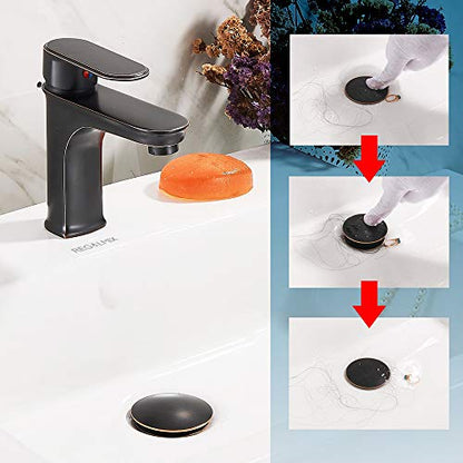 Bathroom Sink Drain, Vessel Sink Pop Up Drain with Detachable Basket Stopper,Anti-Explosion and Anti-Clogging Drain Strainer, Sink Drain Assembly Without Overflow Oil Rubbed Bronze, REGALMIX RWF082C - color: Oil-rubbed Bronze, size: Without Overflow