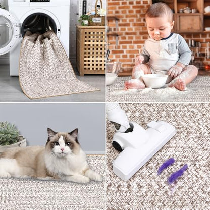 Printed Washable Runner Rug 2x6 2'x6' Beige/Grey - color: Beige/Grey, size: 2' x 6' (Runner)