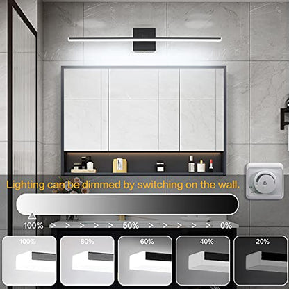 Black Bathroom Vanity Lights- 24inch Modern LED Bathroom Light Fixtures Dimmable Vanity Light Acrylic Bath Room Lighting Fixture Over Mirror - color: Black- Dimmable, size: 24-inch