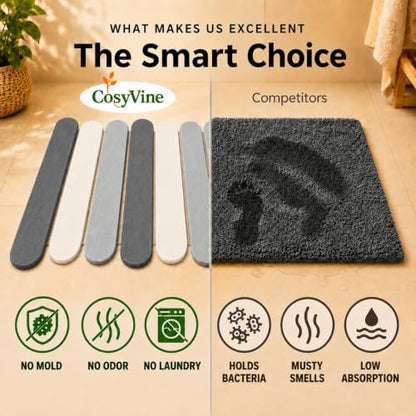 Foldable Stone Bath Mat for Bathroom - Quick Drying | Foldable earth bath mat, stone shower mat and kitchen drying mat. Dries in seconds, non slip, folds flat.