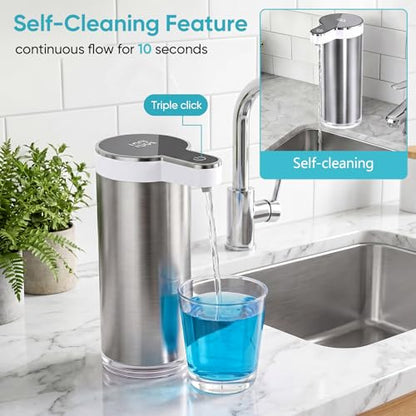 Automatic Soap Dispenser Touchless, 11.8oz/350ml Stainless Steel Hand Soap Dispenser with 4-Level Adjustable Rechargeable Sensor Dispenser Pump,Liquid Soap Dispenser for Kitchen Bathroom