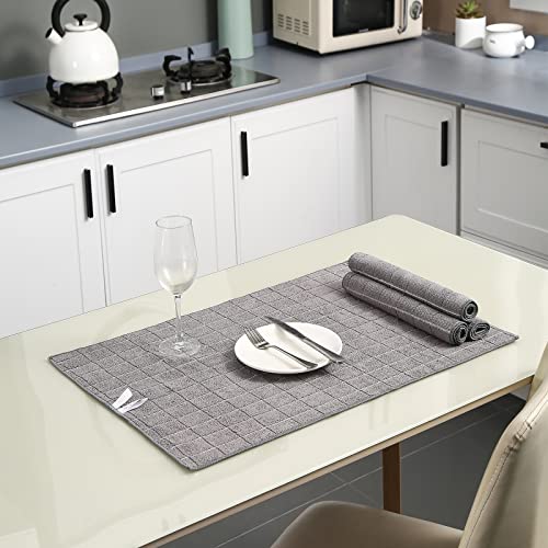 Puomue Microfiber Kitchen Towels and Dishcloths Set, 26 X 18 Inch and 12 X 12 Inch, Set of 12 Bulk Lint Free Dish Towels for Drying Dishes, Grey - color: Grey