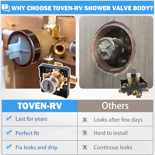 TOVEN-RV R10000-UNWS Tub Shower Valve Body with Stops for Delta Trim Kits | Compatible With Delta MultiChoice 13/14, 17 And 17T Trim Kits; 4-Port Brass Valve Body; 1/2-Inch NPT/CWT; Valve Only - style: R10000-UNWS
