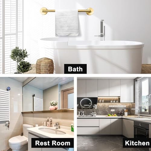 MGahyi Adjustable Stainless Steel Towel Racks for Bathroom 13.18-24In | Rustproof Single Towel Bar Wall Mounted, Sturdy & Space-Saving Towel Holder Rod for Bathroom Accessories, Gold - color: Gold