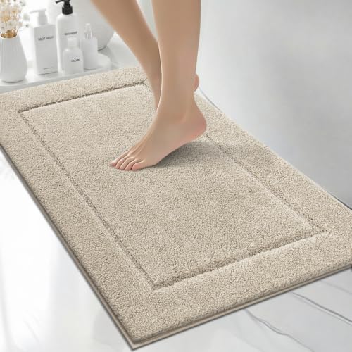 Extra Soft Bathroom Rug 20" x 30", Bath Mat, Throw Rug for Kitchen | Non Slip, Absorbent and Quick Drying, Absorbent, Washable Rug for Bathtub, sink, Shower, Bedroom, Laundry, Floor - color: Beige, size: 20" x 30"