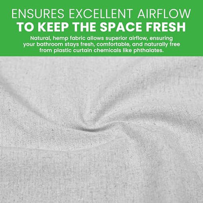 Bean Products White Hemp Wide Shower Stall Curtain Liner - 54x74 | Non Toxic, Eco Friendly, Mildew Resistant Cloth Shower Cutain Liner - Washable, Quick Dry, Breathable, Odor Free, No Plastic - color: Hemp White, size: 54"W x 74"L (Pack of 1)