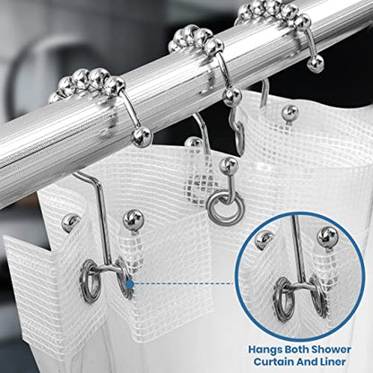 Utopia Bedding Double Glide Shower Curtain Hooks, 12 Pack, Nickel | Premium rust-resistant shower curtain rings provide reliable performance in bathrooms, guest rooms, and hotels - color: Chrome