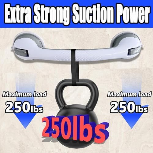 Shower Grab Bar Suction Grab Bars for Shower 2 Pack 16.32 Inch Shower Handles for Elderly Suction Bathroom Grab Bars for Seniors Shower Grab Bars Suction Heavy Duty Waterproof No Drilling - size: 16.32"L x 4.11"W