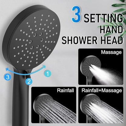 Iriber Thermostatic Shower System Wall Mount with 10 Inch Roud Rainfall Shower Head and Handheld,Shower Faucet Mixer Trim Kit (Valve Included),Matte Black - color: Matte Black 03