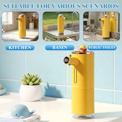 Automatic Liquid Soap Dispenser Touchless, USB Rechargeable Smart Hand Soap Dispenser, 13.5oz/400ml, 3-Level Adjustable, Wall Mounted for Kitchen Bathroom Family (Yellow) - color: Yellow