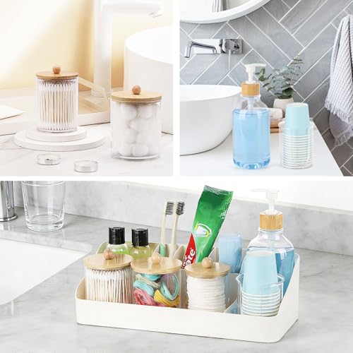 Bathroom Organizers and Storage - 3 Pcs Qtip Holder 1 Set Mouthwash Dispenser with Cup Electric Toothbrush and Toothpaste Holde for Bathroom Accessories Organization Counter Vanity Storage