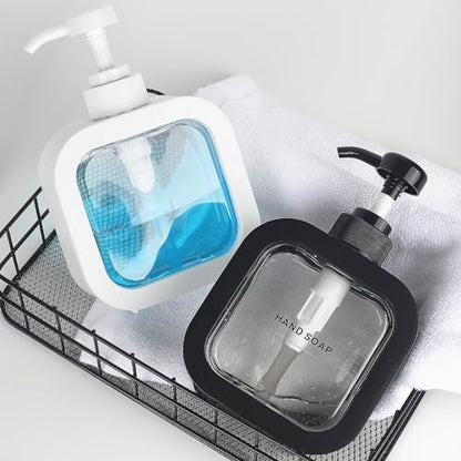 Hand & Dish Soap Dispenser - Modern Plastic Pump with Labels - Black - color: Black