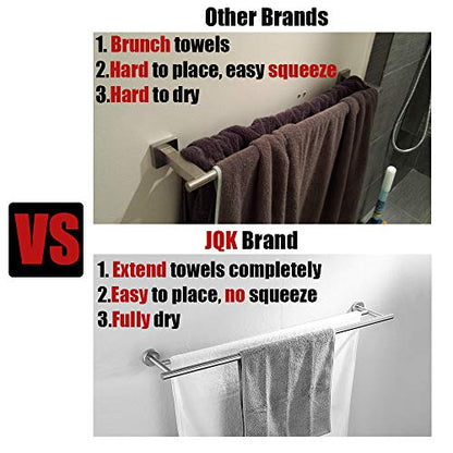 JQK Double Bath Towel Bar, 33 Inch 304 Stainless Steel Thicken 0.8mm Towel Rack for Bathroom, Towel Holder Polished Chrome Wall Mount, Useable Length 30 Inch, TB100L30-CH - color: Polished Chrome, size: 33 Inch