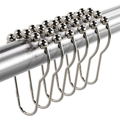 Titanker Shower Curtain Hooks Rings, Rust-Resistant Metal Shower Curtain Hooks for Bathroom Shower Rods Shower Hooks Shower Rings for Curtain - Set of 12, Nickel - color: Nickel