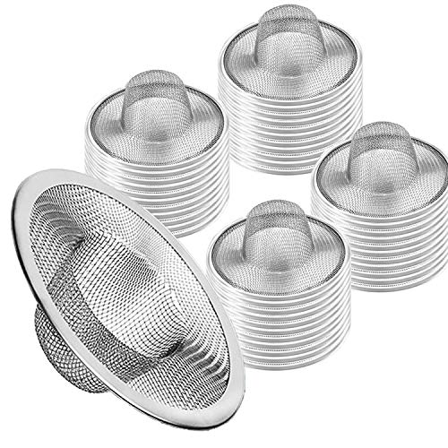 50pcs Heavy Duty Stainless Steel Slop Basket Filter Trap, 2.75" Top / 1" Mesh Metal Sink Strainer,Perfect for Kitchen Sink/Bathroom Bathtub Wash Basin Floor Drain Balcony Drain Hole,Utility… - size: 2.75" 50pcs