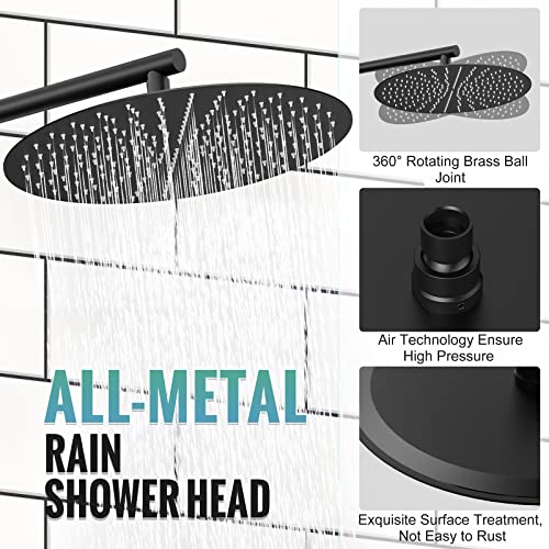 SR SUN RISE Shower Faucet - 16 Inch Multifunctional High Pressure Shower Head System with Handheld Shower Head Fixtures - Valve Included - Matte Black - color: Matte Black, size: 16 Inch