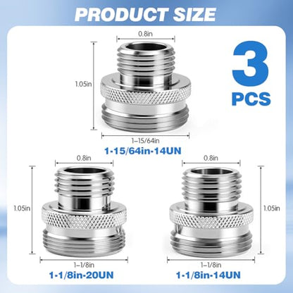 3 PCS Ball End Shower Arm Adapter Kit Fit for Vintage Showers | 14UN & 20UN to 1/2" NPT Thread Converter,Old Fashioned Ball Shower Arm to 1/2'' Standard Fittings