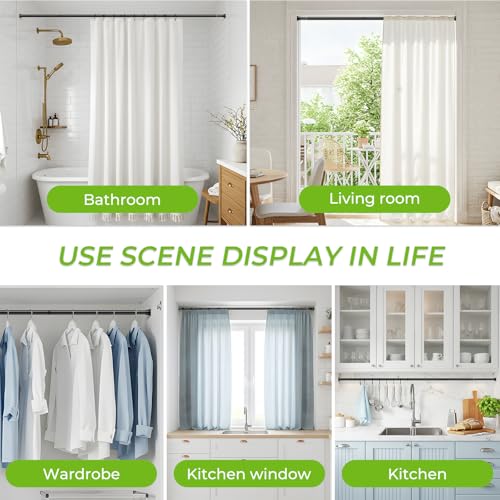 2 Pack Shower Curtain Rod 31-62 Inches Black Adjustable Tension Curtain Rod No Drilling Spring Loaded Curtain Rods Shower Rods For Bathroom,Window,Closet,Room Divider,7/8 Inch Diameter - color: Black, size: 31" to 62"-2Pcs