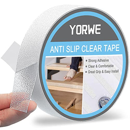 Yorwe Anti Slip Tape Transparent, More Clear and Comfortable Safety Track Tape (1" Width x 190" Long, Clear) - size: 1" Width x 190" Long