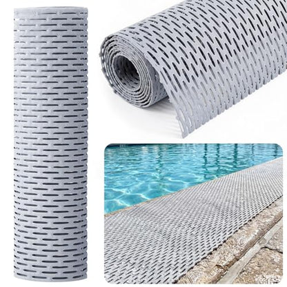 Nuanchu Non Slip Pool Drainage Mat 1 x 10 ft Heavy Duty PVC Wet Area Floor Mat with Fast Drainage Holes Cuttable for Swimming Pool Side, Bathroom, Spa, Patio, Commercial, Outdoor Walkway - size: 1 x 10 ft