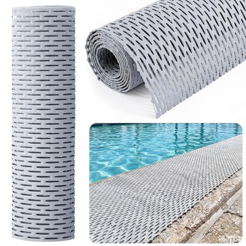 Nuanchu Non Slip Pool Drainage Mat 1 x 10 ft Heavy Duty PVC Wet Area Floor Mat with Fast Drainage Holes Cuttable for Swimming Pool Side, Bathroom, Spa, Patio, Commercial, Outdoor Walkway - size: 1 x 10 ft