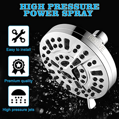 5.1-Inch Rainfall Shower Head with 63 Jets, 8 Spray Modes - Chrome Finish, Brass Angle-Adjustable, Anti-Clogging Silicone Nozzles - style: Brass